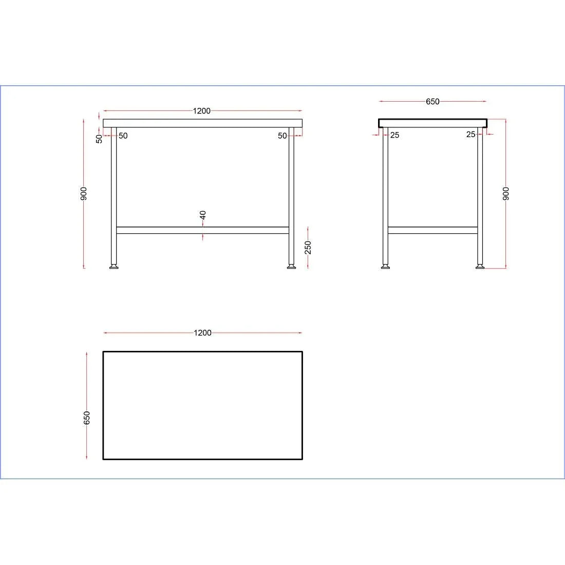 DR050 Holmes Stainless Steel Centre Table 1200mm - JD Catering Equipment Solutions Ltd