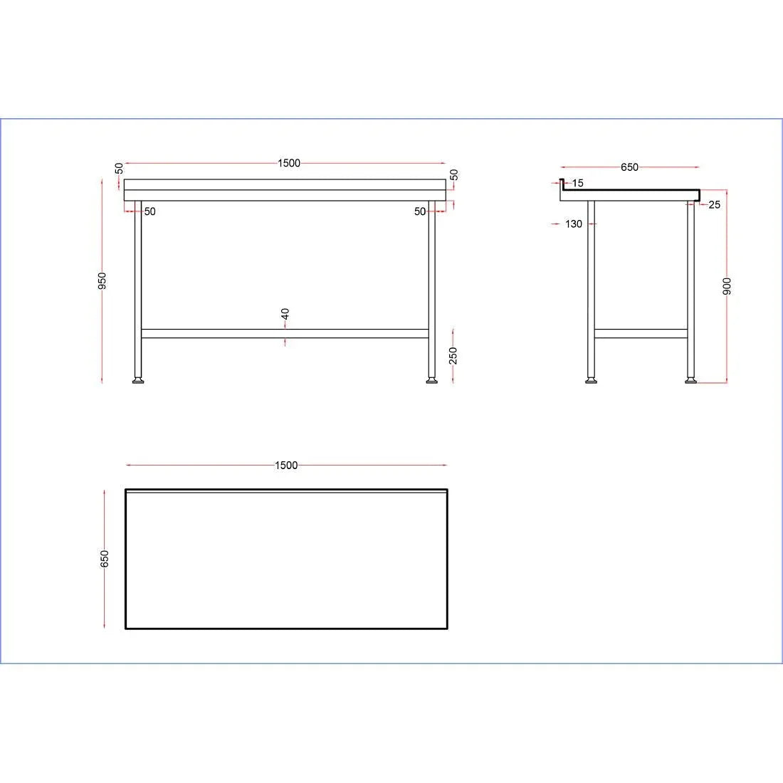 DR051 Holmes Stainless Steel Centre Table 1500mm - JD Catering Equipment Solutions Ltd