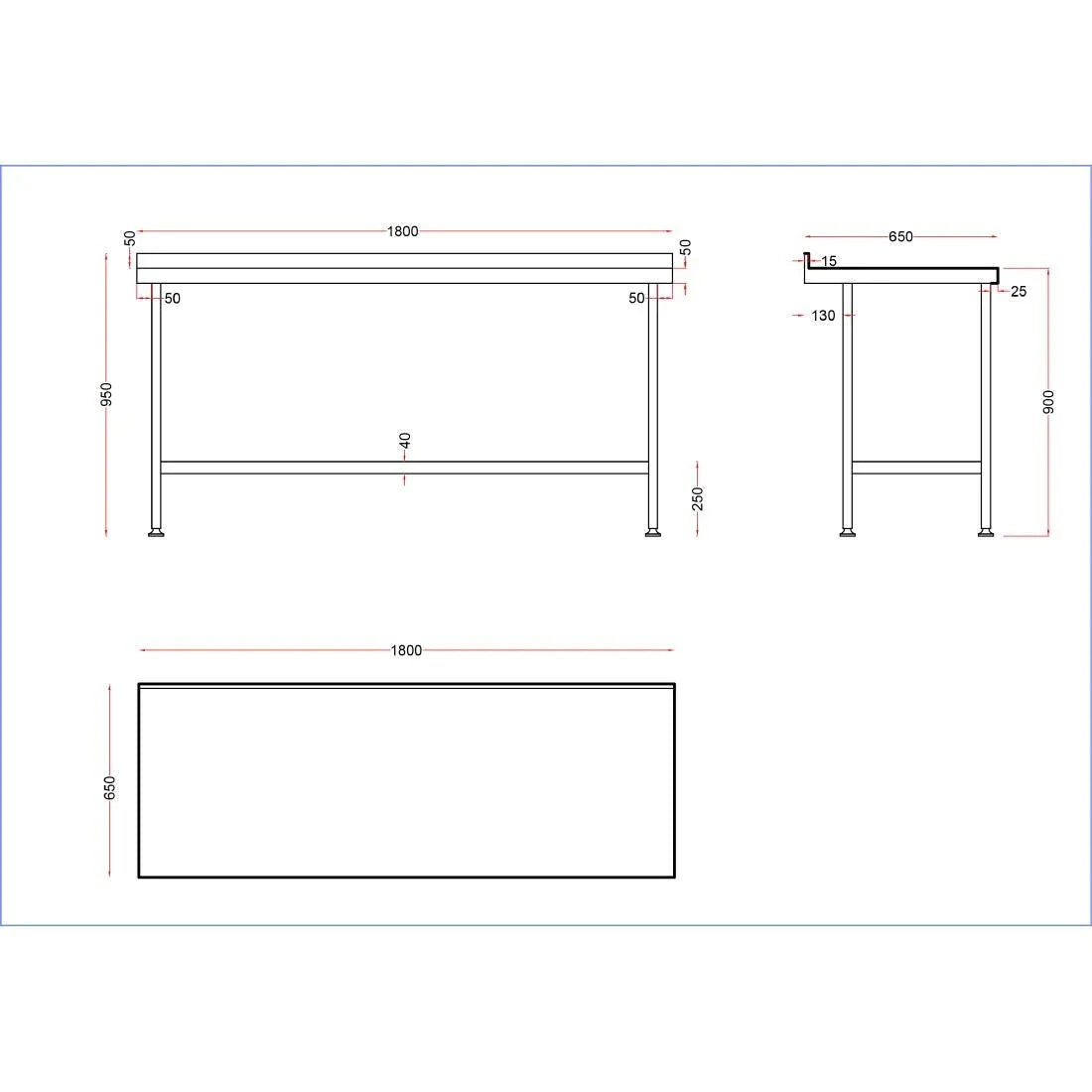 DR052 Holmes Stainless Steel Centre Table 1800mm - JD Catering Equipment Solutions Ltd