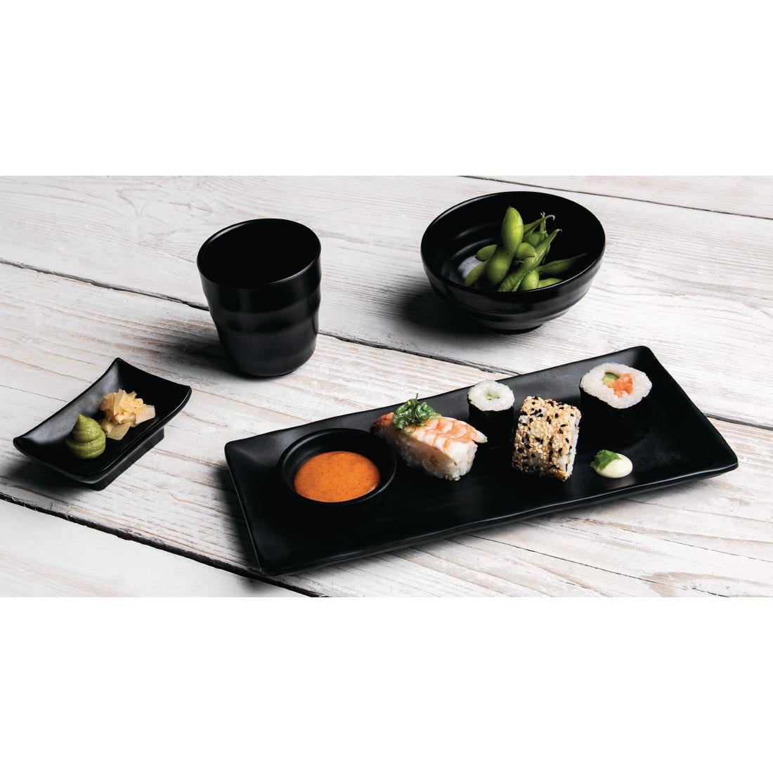 DR514 Kristallon Fusion Melamine Rice Bowls Black 114mm (Pack of 6) JD Catering Equipment Solutions Ltd