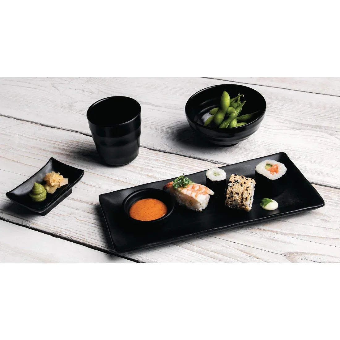 DR514 Kristallon Fusion Melamine Rice Bowls Black 114mm (Pack of 6) - JD Catering Equipment Solutions Ltd