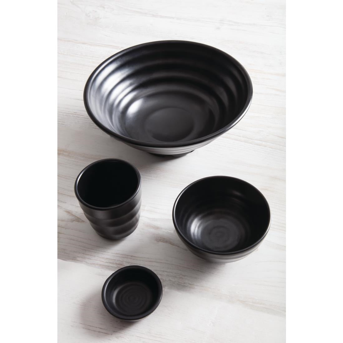 DR514 Kristallon Fusion Melamine Rice Bowls Black 114mm (Pack of 6) JD Catering Equipment Solutions Ltd