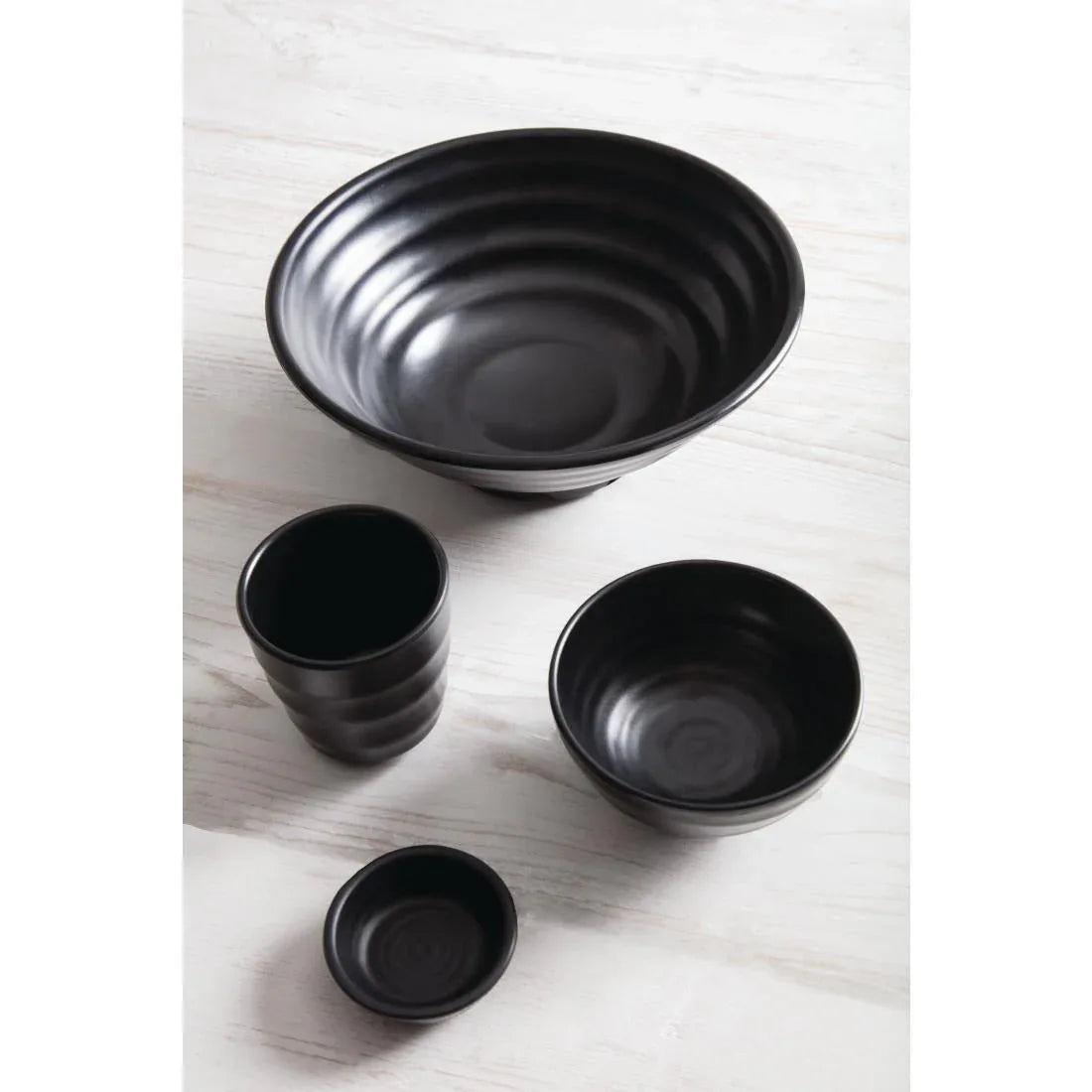 DR514 Kristallon Fusion Melamine Rice Bowls Black 114mm (Pack of 6) - JD Catering Equipment Solutions Ltd