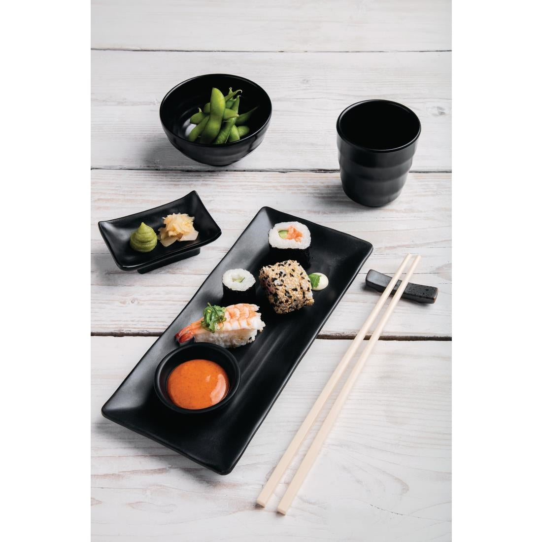 DR514 Kristallon Fusion Melamine Rice Bowls Black 114mm (Pack of 6) JD Catering Equipment Solutions Ltd