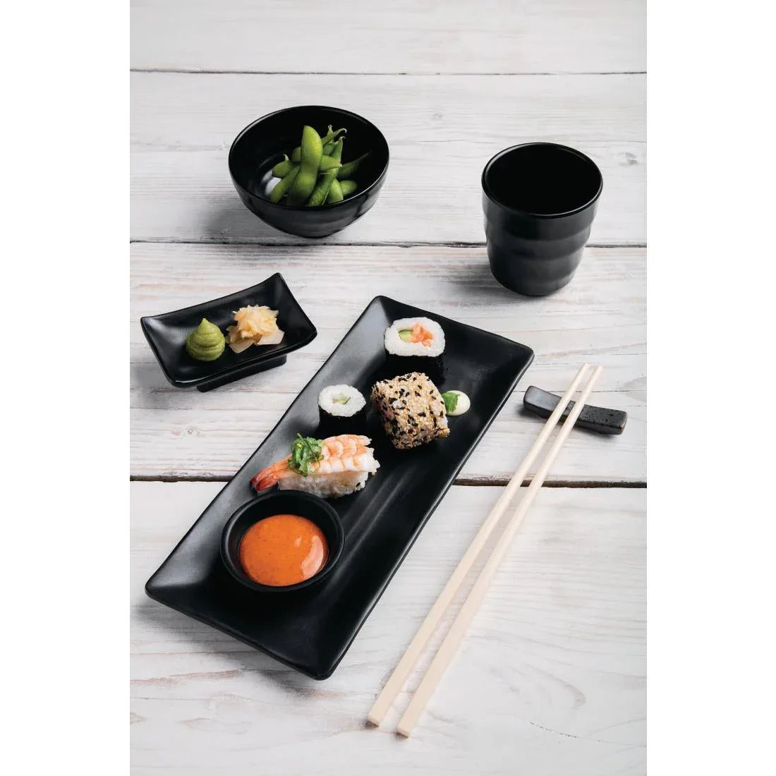 DR514 Kristallon Fusion Melamine Rice Bowls Black 114mm (Pack of 6) - JD Catering Equipment Solutions Ltd