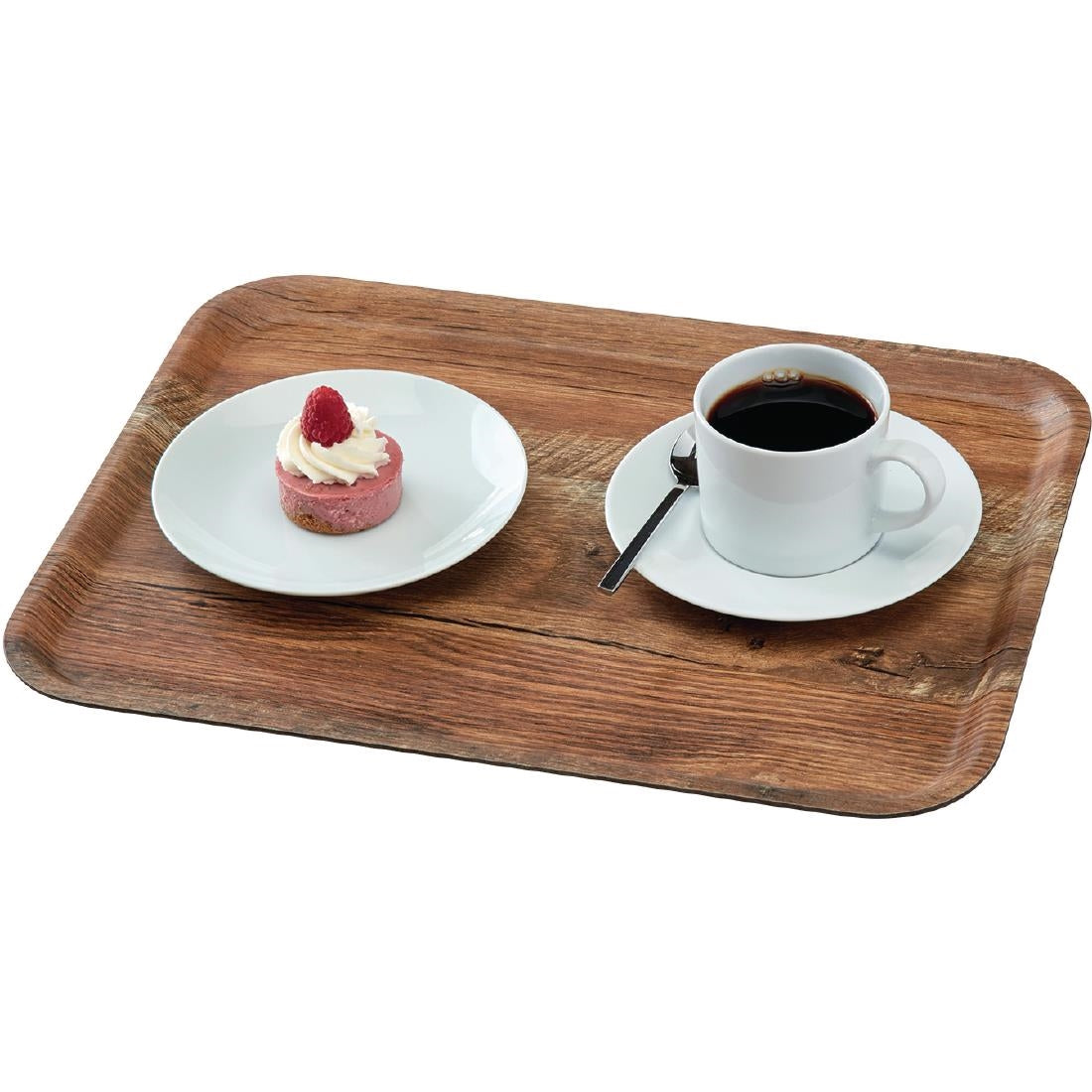 DR581 Cambro Madeira Laminate Canteen Tray Brown Oak 430mm JD Catering Equipment Solutions Ltd