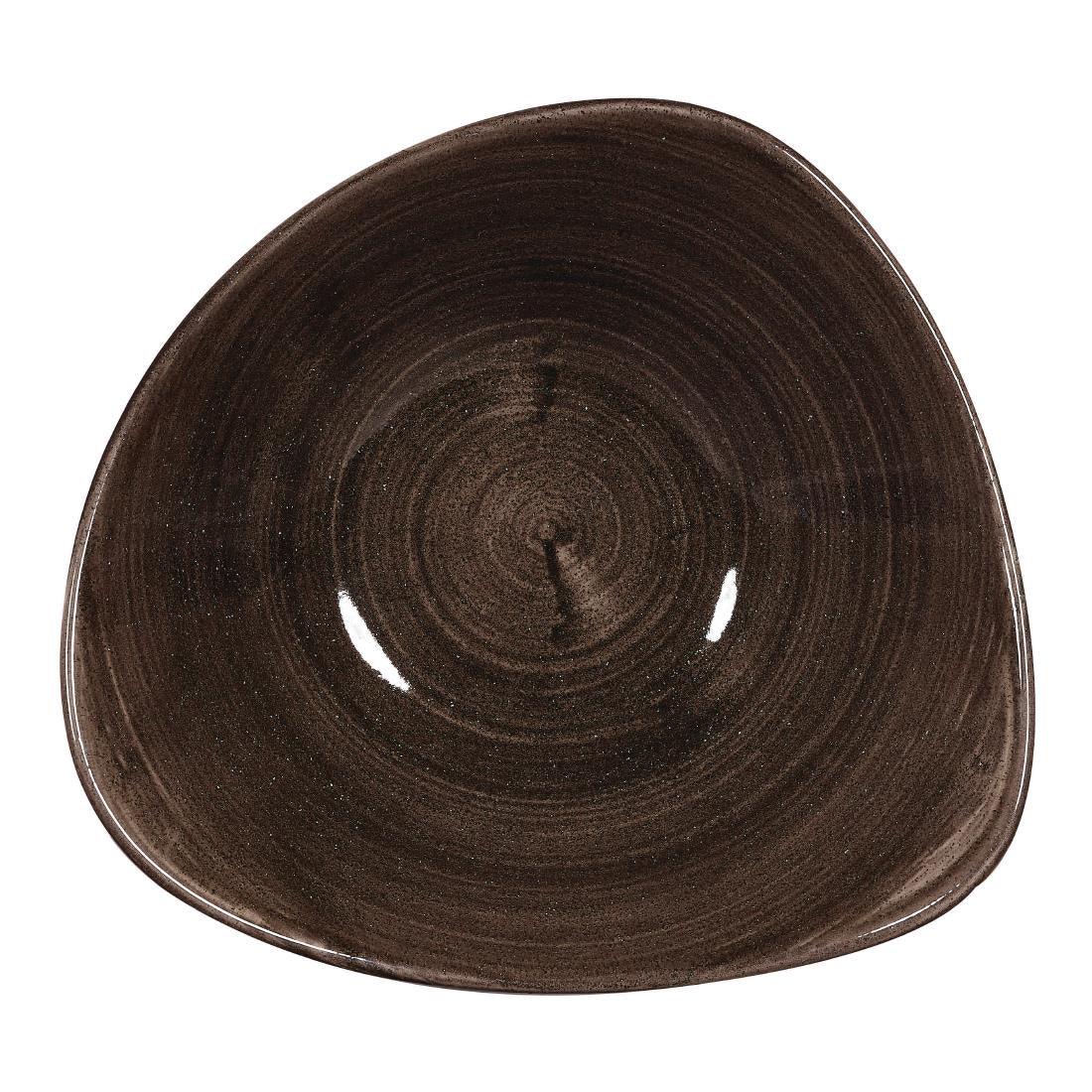 DR656 Churchill Stonecast Patina Triangular Bowls Black 235mm (Pack of 12) - JD Catering Equipment Solutions Ltd