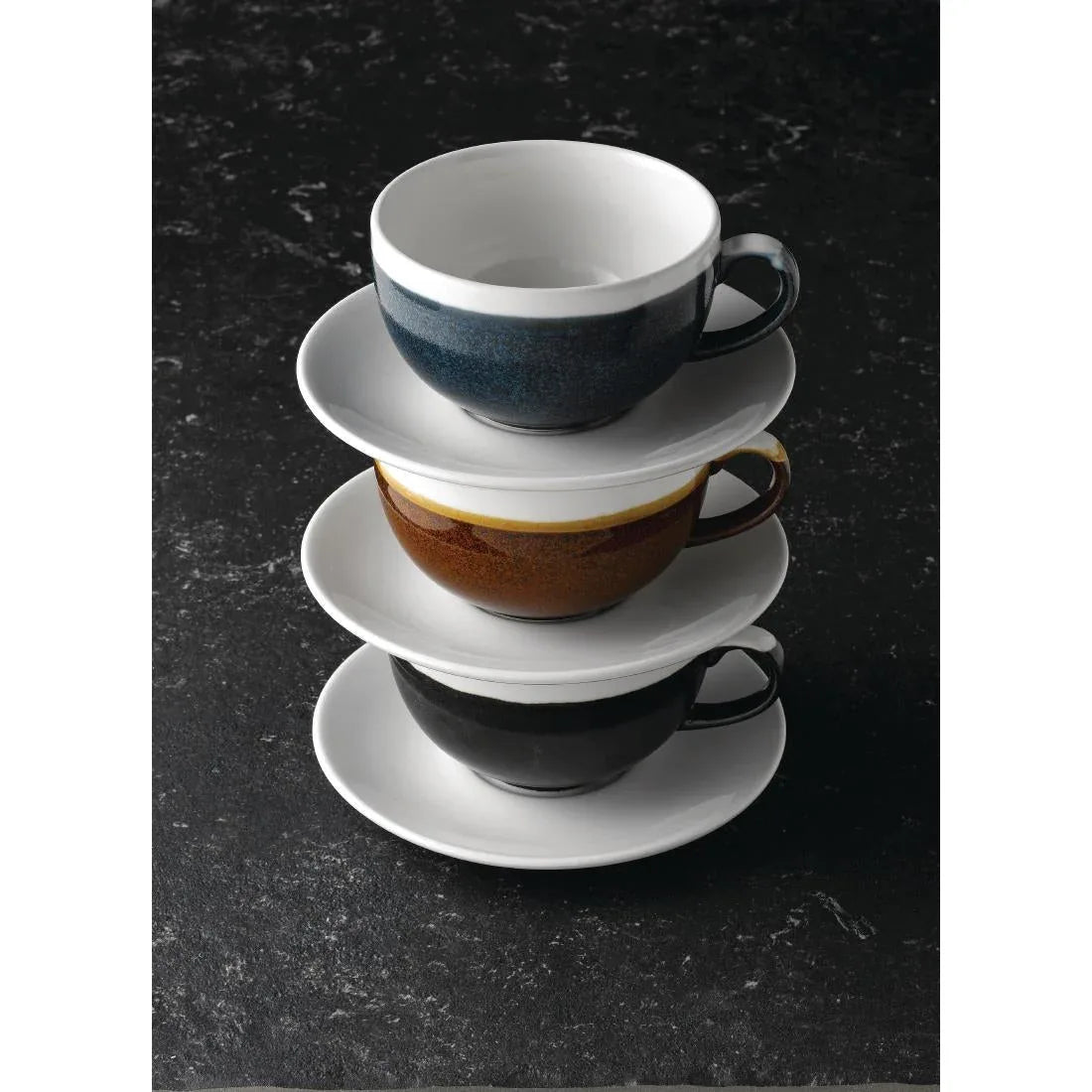 DR671 Churchill Monochrome Cappuccino Cup Sapphire Blue 225ml (Pack of 12) - JD Catering Equipment Solutions Ltd