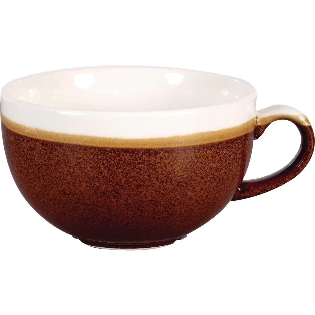 DR677 Churchill Monochrome Cappuccino Cup Cinnamon Brown 340ml (Pack of 12) - JD Catering Equipment Solutions Ltd
