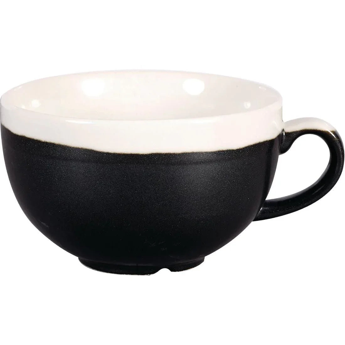 DR685 Churchill Monochrome Cappuccino Cup Onyx Black 225ml (Pack of 12) - JD Catering Equipment Solutions Ltd