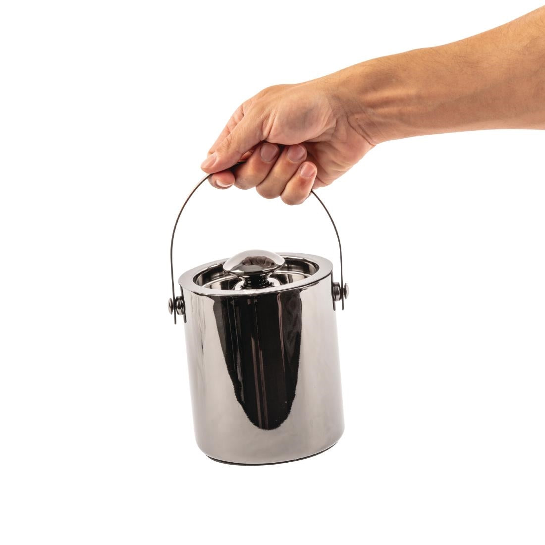 DR742 Olympia Double Walled Ice Bucket with Lid 1Ltr Gunmetal JD Catering Equipment Solutions Ltd