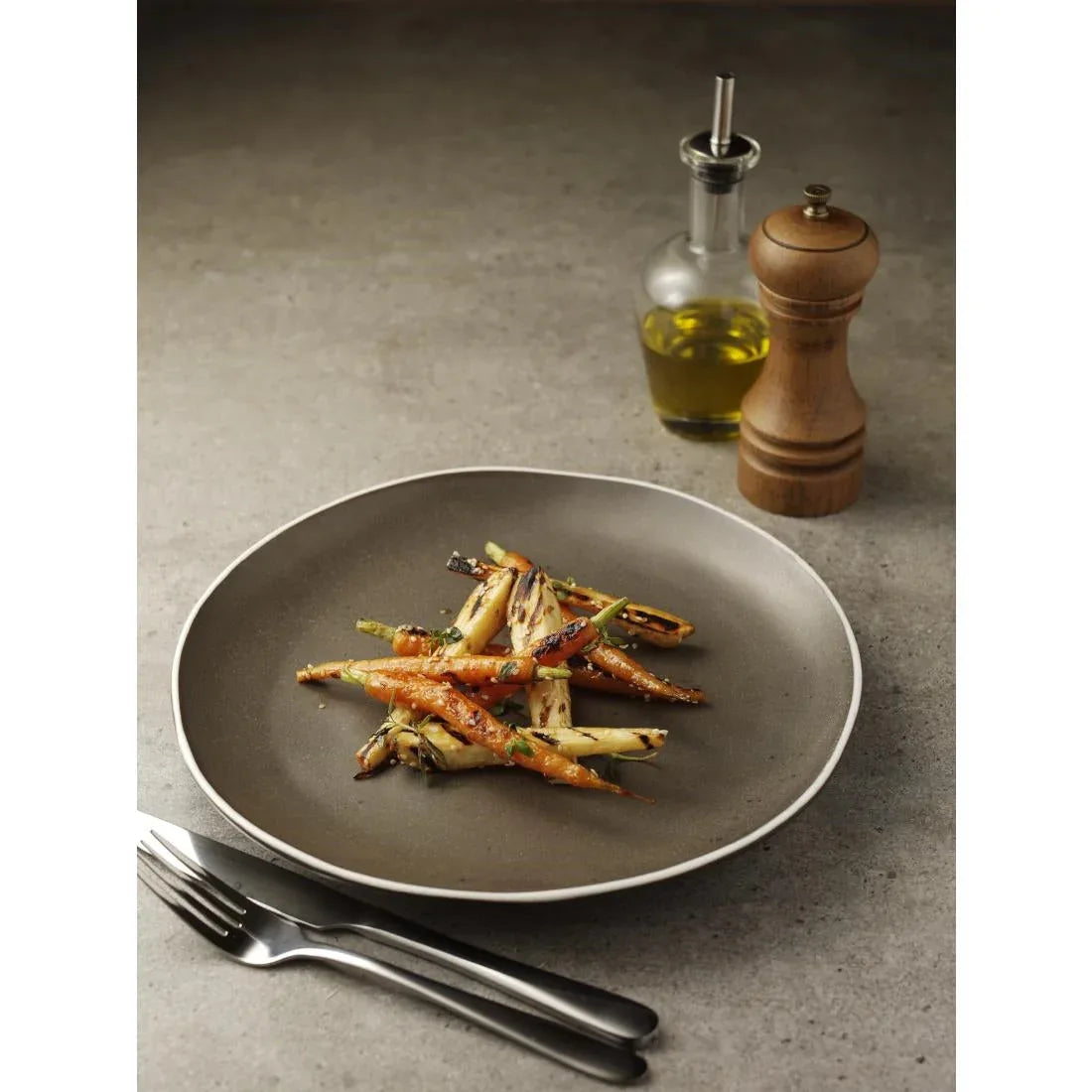 DR814 Olympia Chia Plates Charcoal 270mm (Pack of 6) - JD Catering Equipment Solutions Ltd