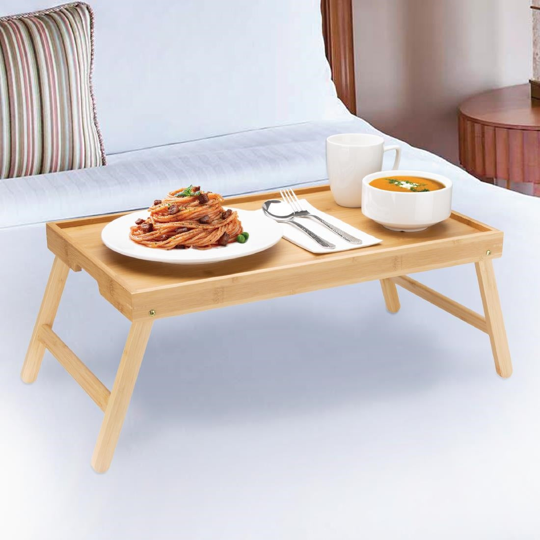 DT433 Olympia Bamboo Room Service Tray 625x315x215mm JD Catering Equipment Solutions Ltd