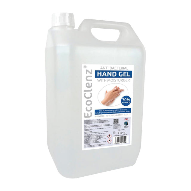 DT689 EcoTech EcoClenz Antibacterial 70% Alcohol Hand Sanitiser 5Ltr JD Catering Equipment Solutions Ltd