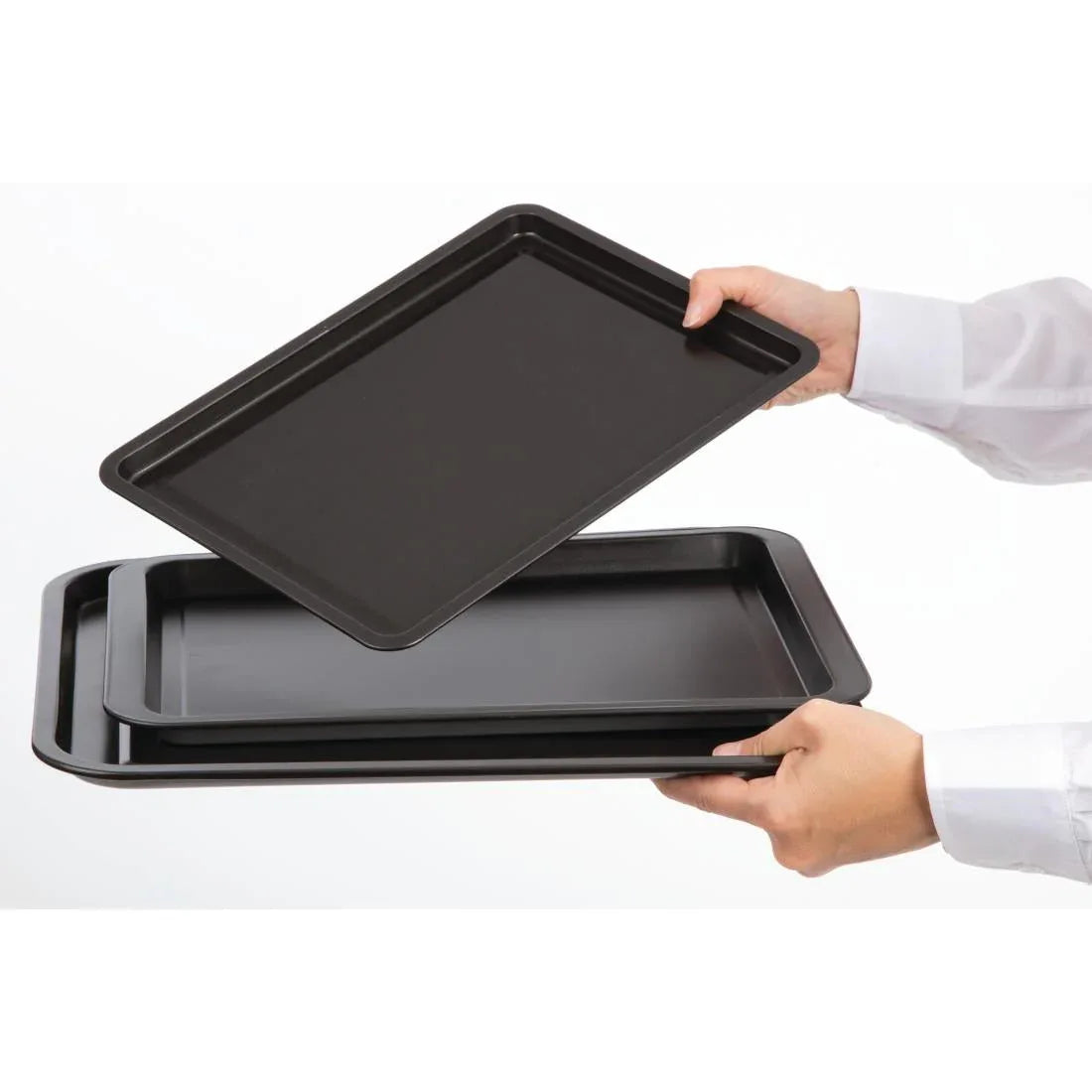 DW097 Nisbets Essentials Non Stick Baking Trays (Pack of 3) - JD Catering Equipment Solutions Ltd