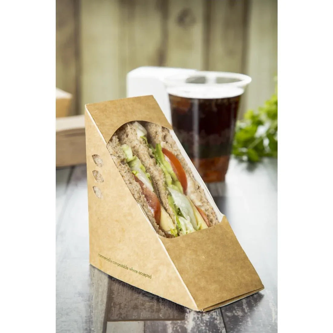 DW624 Vegware Compostable Kraft Sandwich Wedges 65mm (Pack of 500) - JD Catering Equipment Solutions Ltd