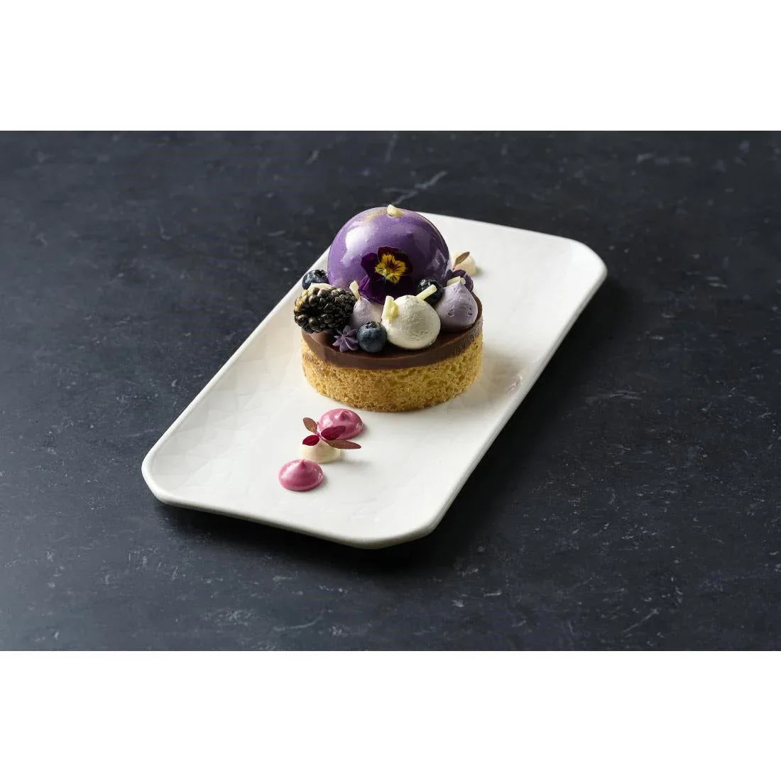 DX001 Churchill Alchemy Abstract White Shallow Oblong Trays (Pack of 6) - JD Catering Equipment Solutions Ltd
