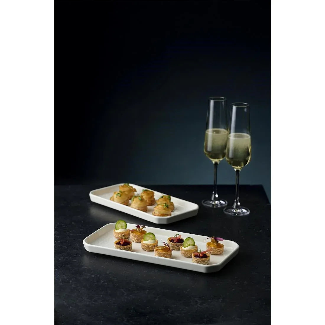 DX003 Churchill Alchemy Abstract White Deep Oblong Trays (Pack of 6) - JD Catering Equipment Solutions Ltd