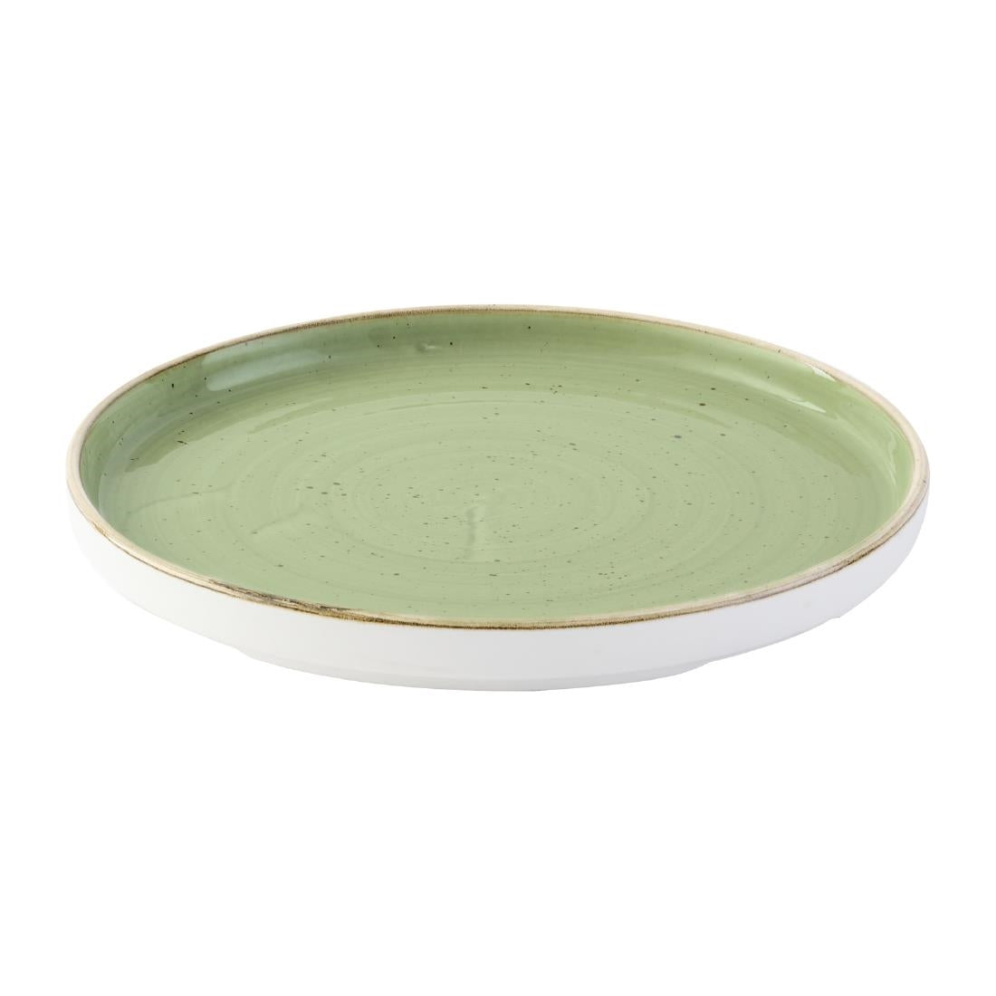 DX017 Churchill Stonecast Sage Green Walled Plates (Pack of 6) JD Catering Equipment Solutions Ltd