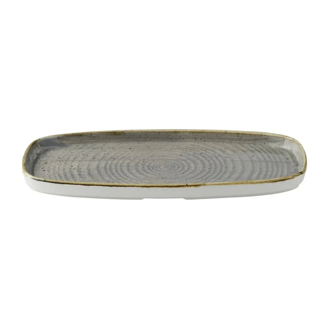 DX022 Churchill Stonecast Peppercorn Grey Chefs Walled Oblong Plates (Pack of 12) - JD Catering Equipment Solutions Ltd