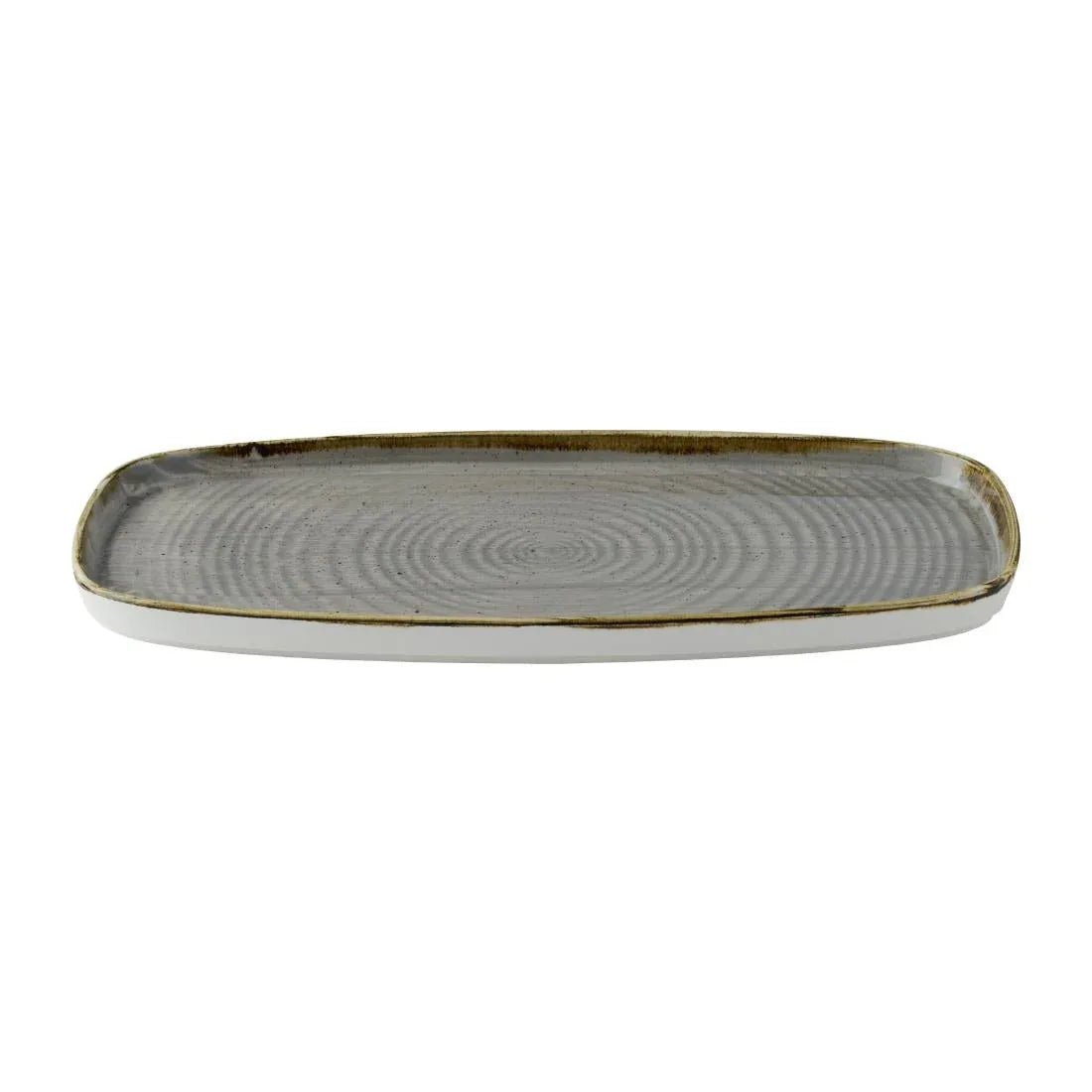 DX023 Churchill Stonecast Peppercorn Grey Chefs Walled Oblong Plates (Pack of 6) - JD Catering Equipment Solutions Ltd