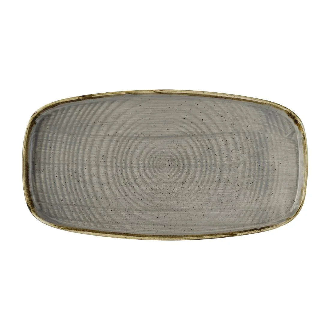 DX023 Churchill Stonecast Peppercorn Grey Chefs Walled Oblong Plates (Pack of 6) - JD Catering Equipment Solutions Ltd