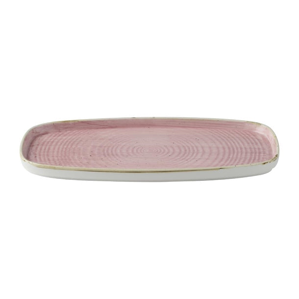 DX025 Churchill Stonecast Petal Pink Chefs Walled Oblong Plates (Pack of 6) JD Catering Equipment Solutions Ltd