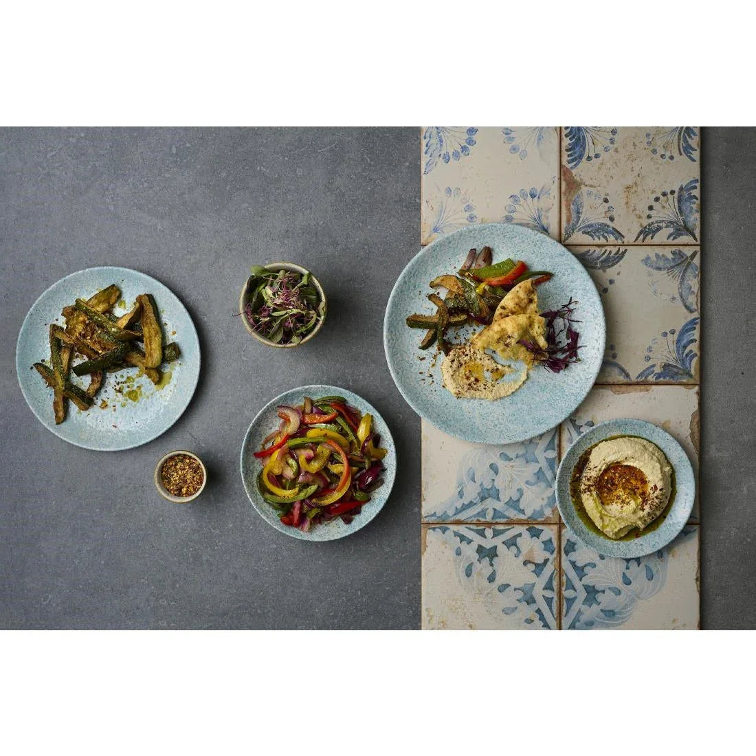 DX118 Churchill Vintage Prints Med Tiles Aquamarine Round Dishes (Pack of 12) - JD Catering Equipment Solutions Ltd