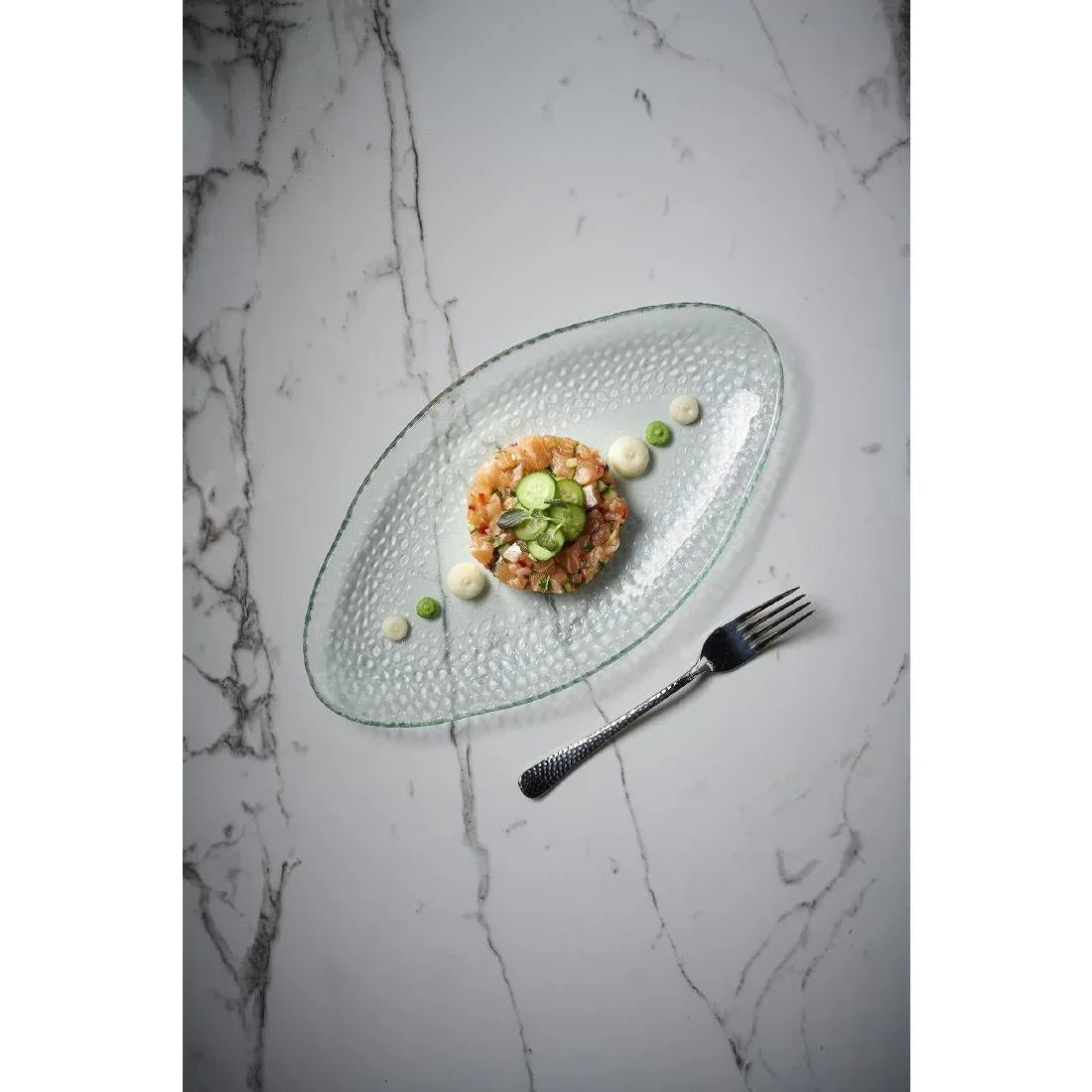 DX136 Churchill Isla Glass Clear Organic Glass Oval Platters (Pack of 6) - JD Catering Equipment Solutions Ltd
