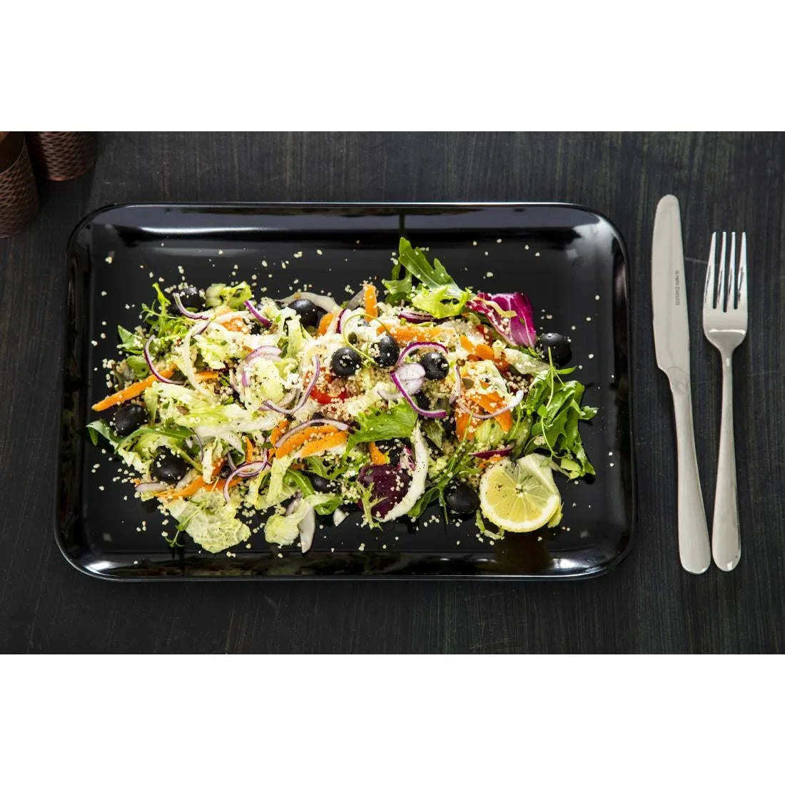 Dalebrook Melamine Large Rectangular Platter Black 330mm - JD Catering Equipment Solutions Ltd