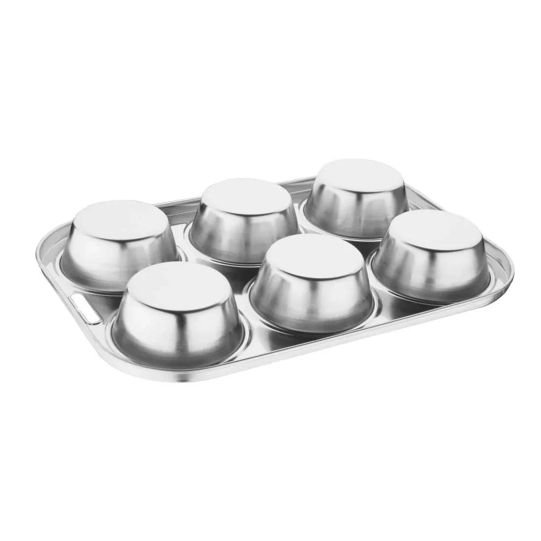 E714 Vogue Stainless Steel Deep Muffin Tray 6 Cup - JD Catering Equipment Solutions Ltd