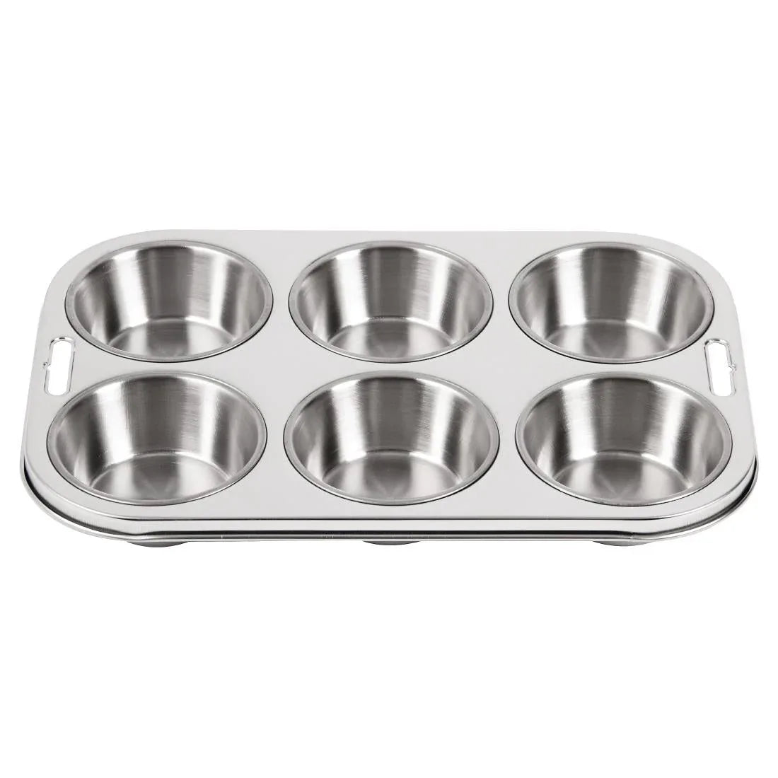 E714 Vogue Stainless Steel Deep Muffin Tray 6 Cup - JD Catering Equipment Solutions Ltd