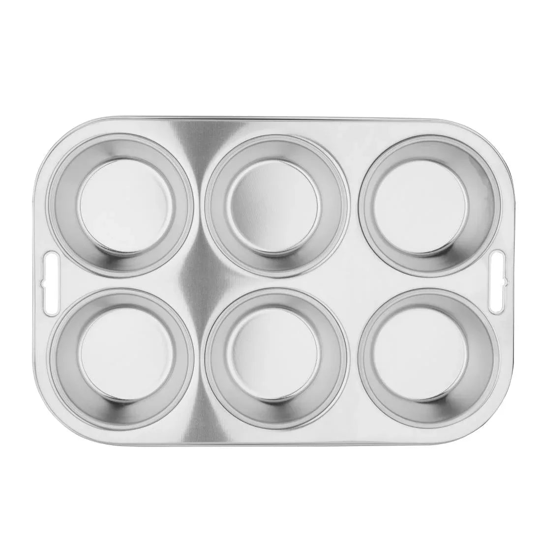 E714 Vogue Stainless Steel Deep Muffin Tray 6 Cup - JD Catering Equipment Solutions Ltd