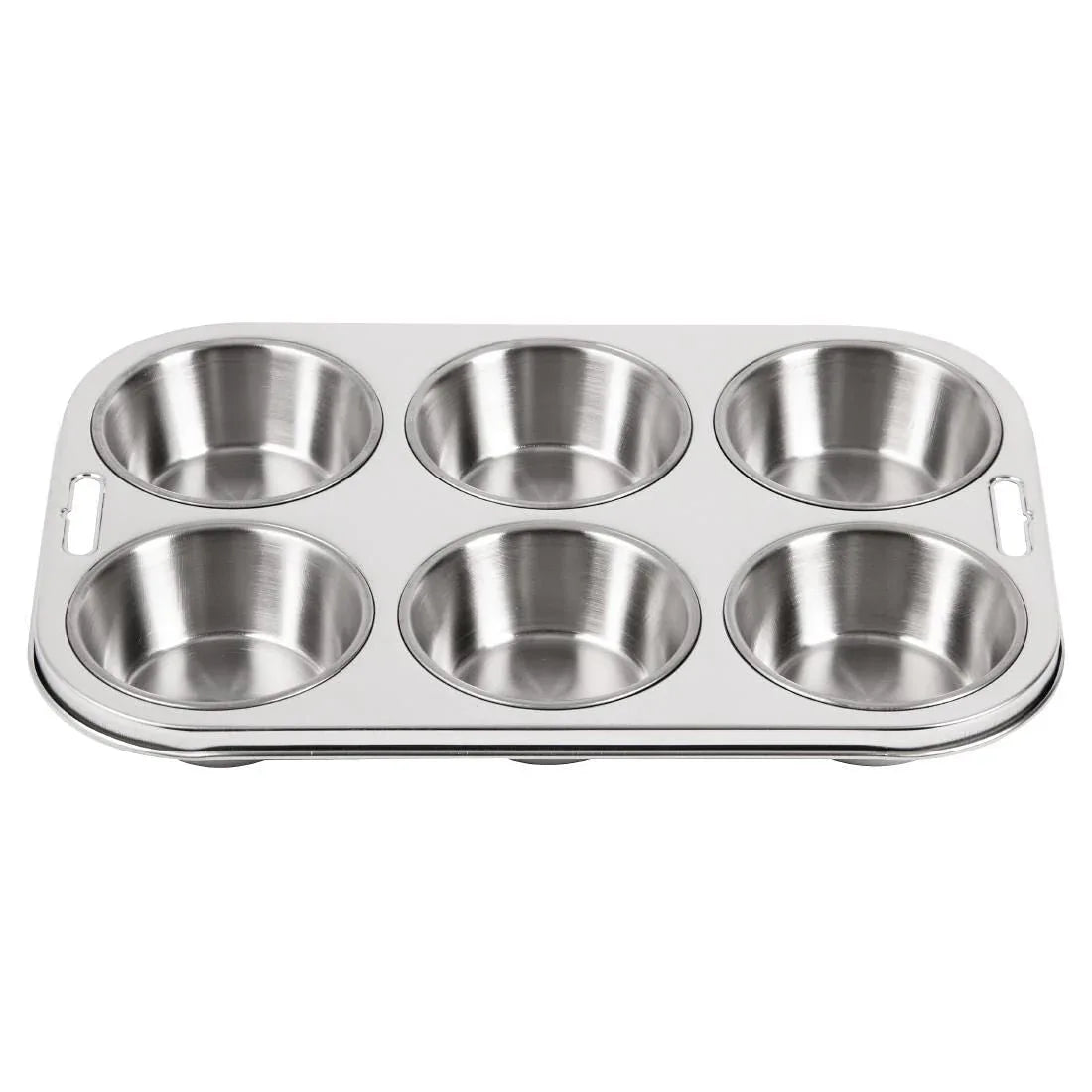 E714 Vogue Stainless Steel Deep Muffin Tray 6 Cup - JD Catering Equipment Solutions Ltd