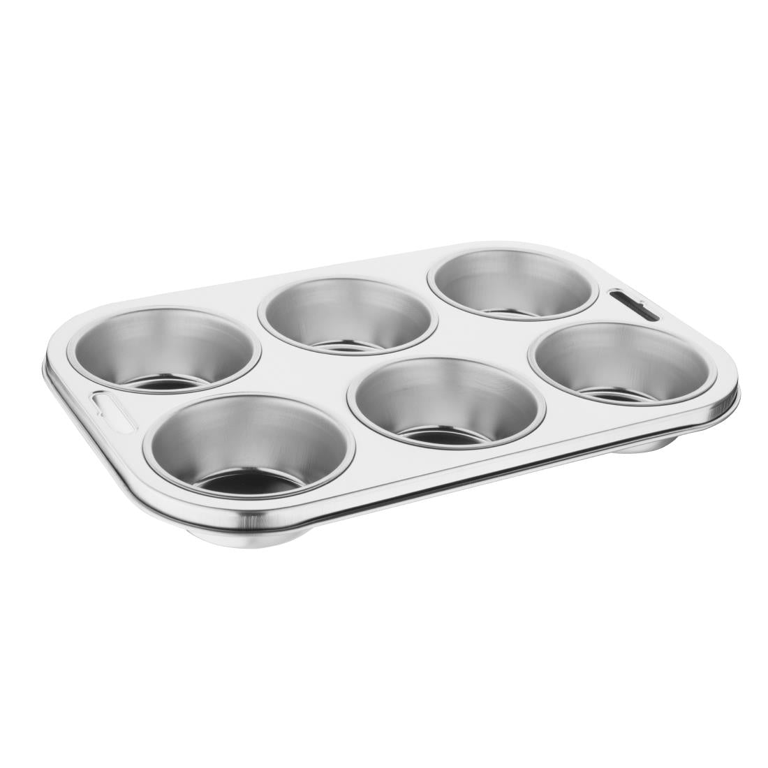 E714 Vogue Stainless Steel Deep Muffin Tray 6 Cup JD Catering Equipment Solutions Ltd