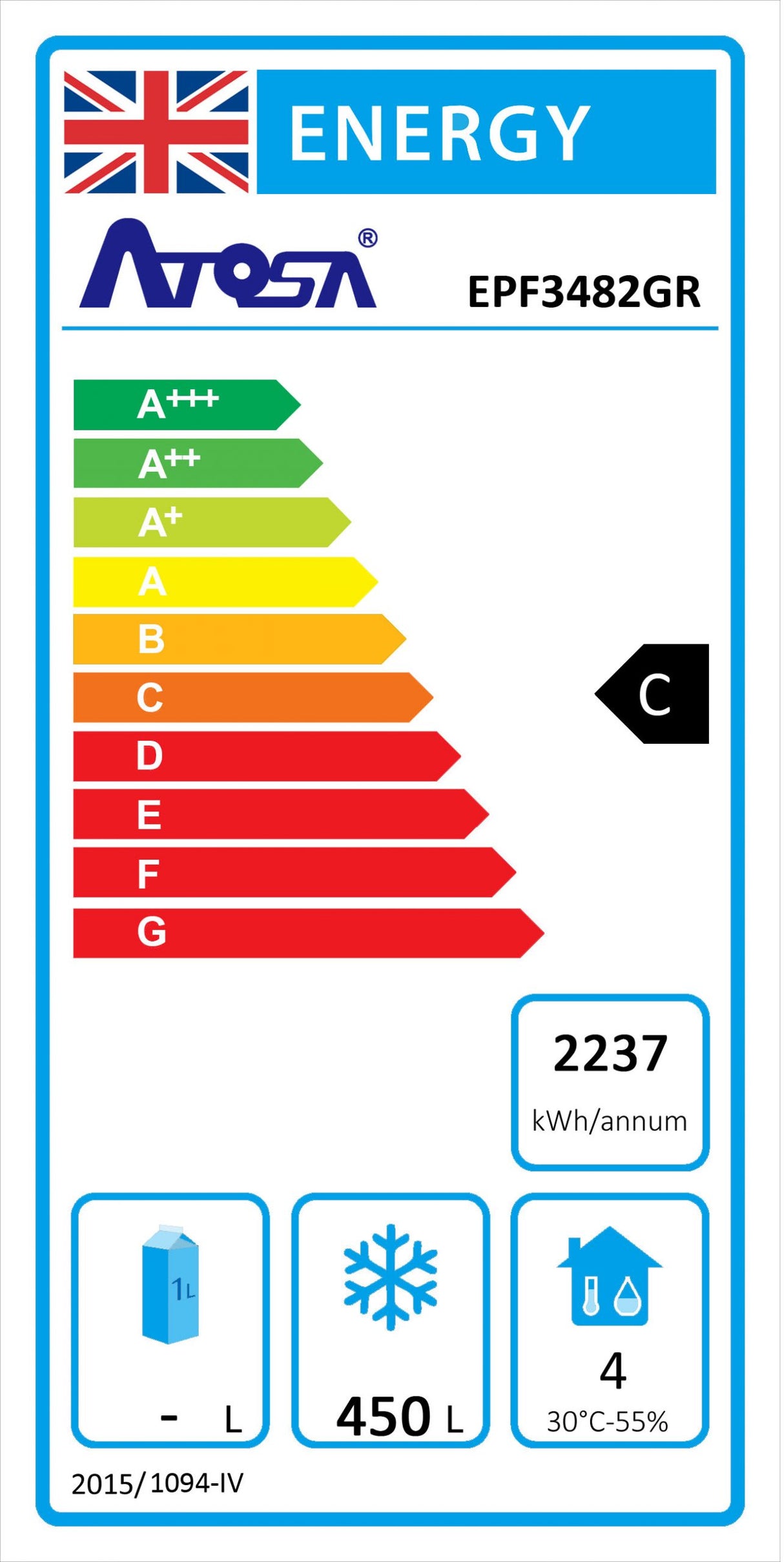 Atosa EPF3482HD Four Door Counter Freezer 560ltrs