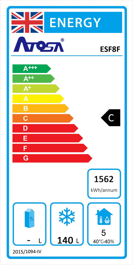 Atosa  Double Door Space Saving Counter Freezer 210 Litres ESF8F