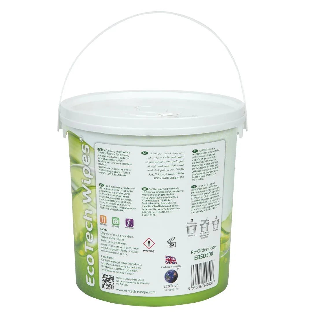 DE325 EcoTech Disinfectant Surface Wipes Bucket (500 Pack) - JD Catering Equipment Solutions Ltd