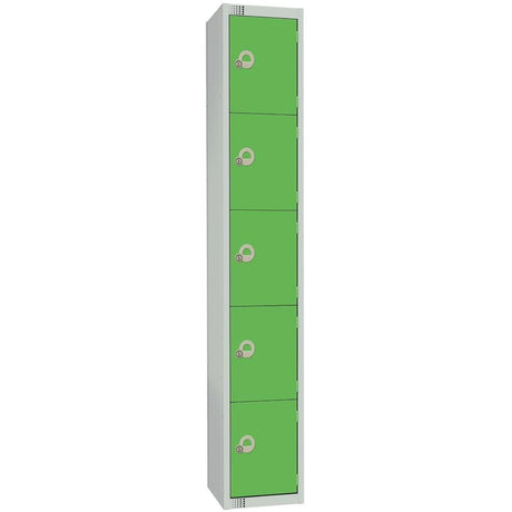Elite Five Door Manual Combination Locker Locker Green with Sloping Top JD Catering Equipment Solutions Ltd