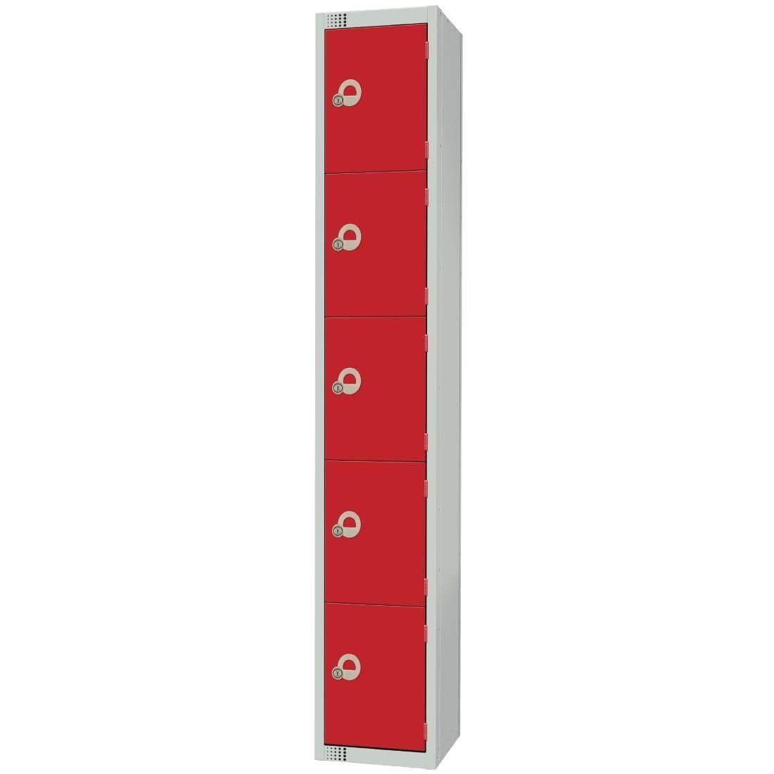 Elite Five Door Manual Combination Locker Locker Red with Sloping Top JD Catering Equipment Solutions Ltd