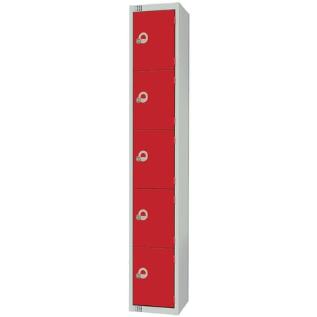 Elite Five Door Padlock Locker with Sloping Top Red JD Catering Equipment Solutions Ltd
