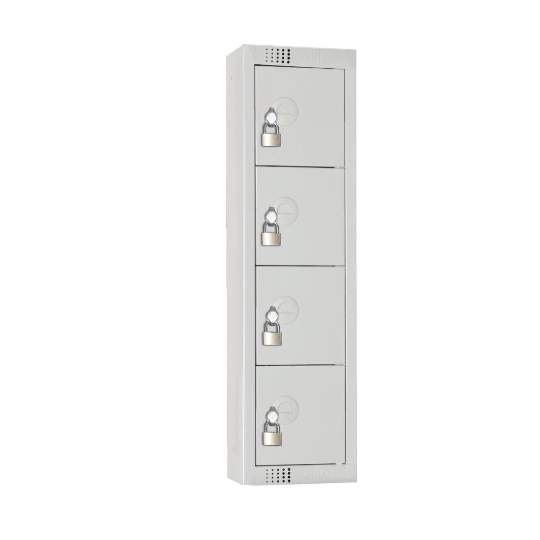 Elite Personal Effects Locker 4 Door Grey Padlock JD Catering Equipment Solutions Ltd