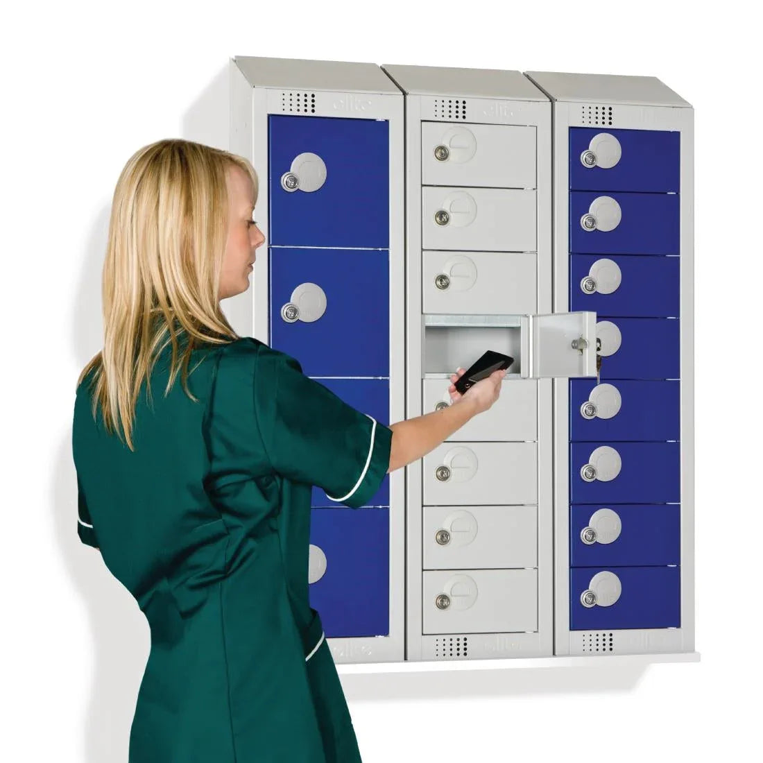 CF753-PS Elite Personal Effects Locker 4 Door Grey Padlock Sloping Top - JD Catering Equipment Solutions Ltd