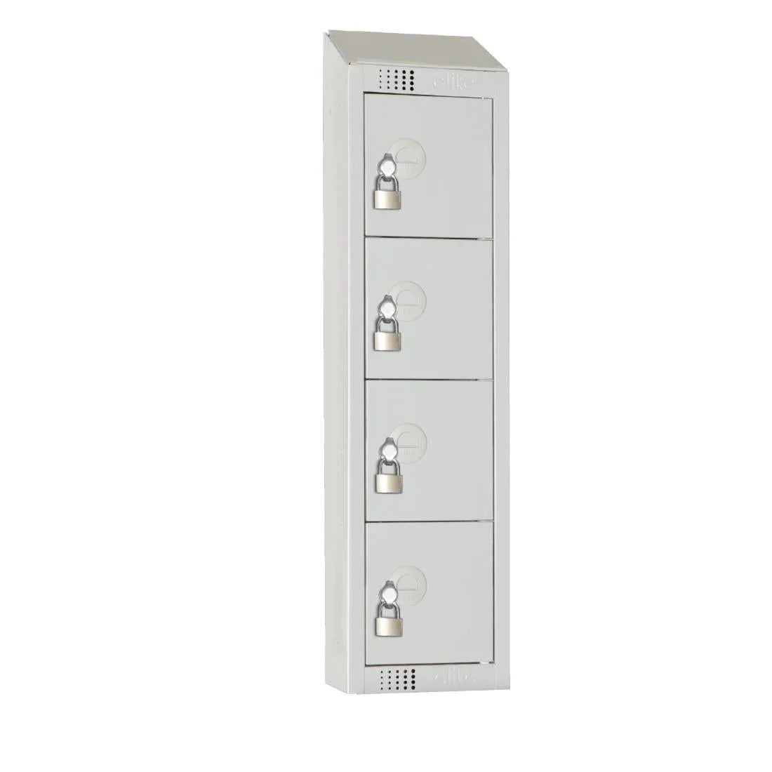 CF753-PS Elite Personal Effects Locker 4 Door Grey Padlock Sloping Top - JD Catering Equipment Solutions Ltd