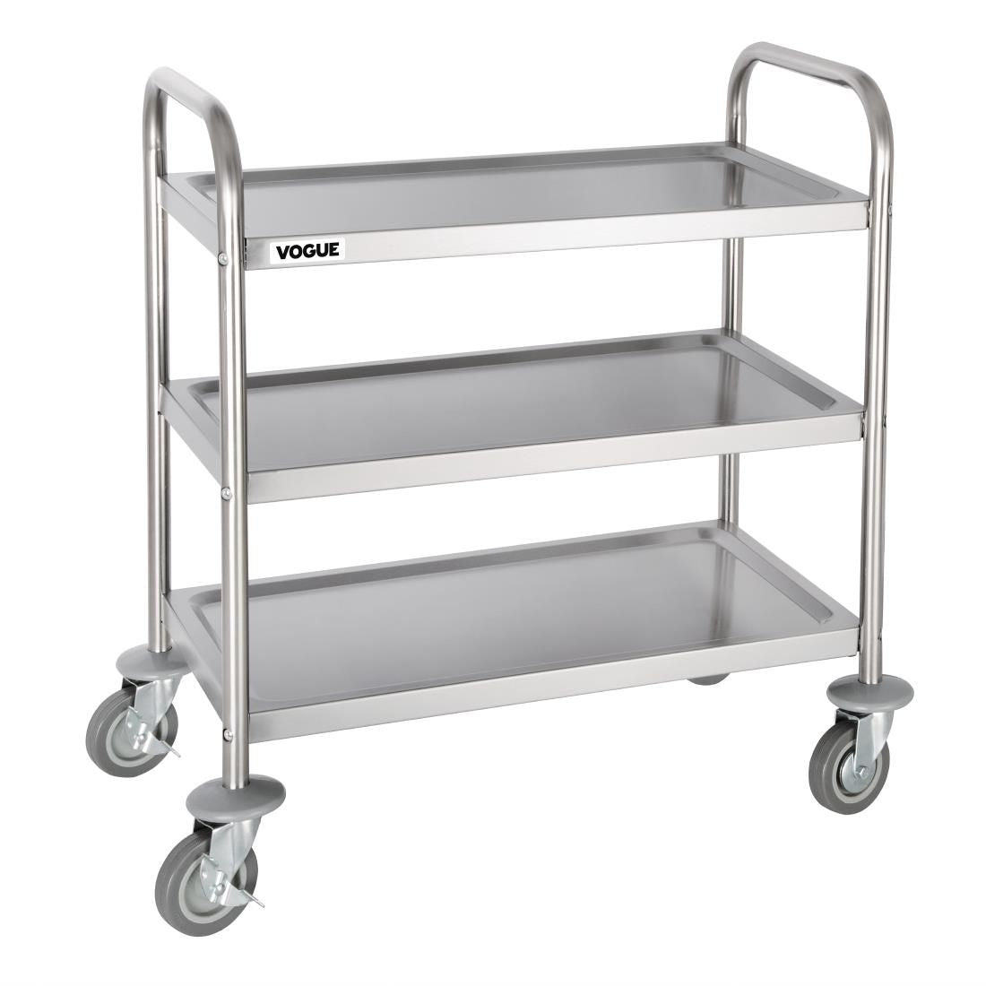 F993 Vogue Stainless Steel 3 Tier Clearing Trolley Small JD Catering Equipment Solutions Ltd
