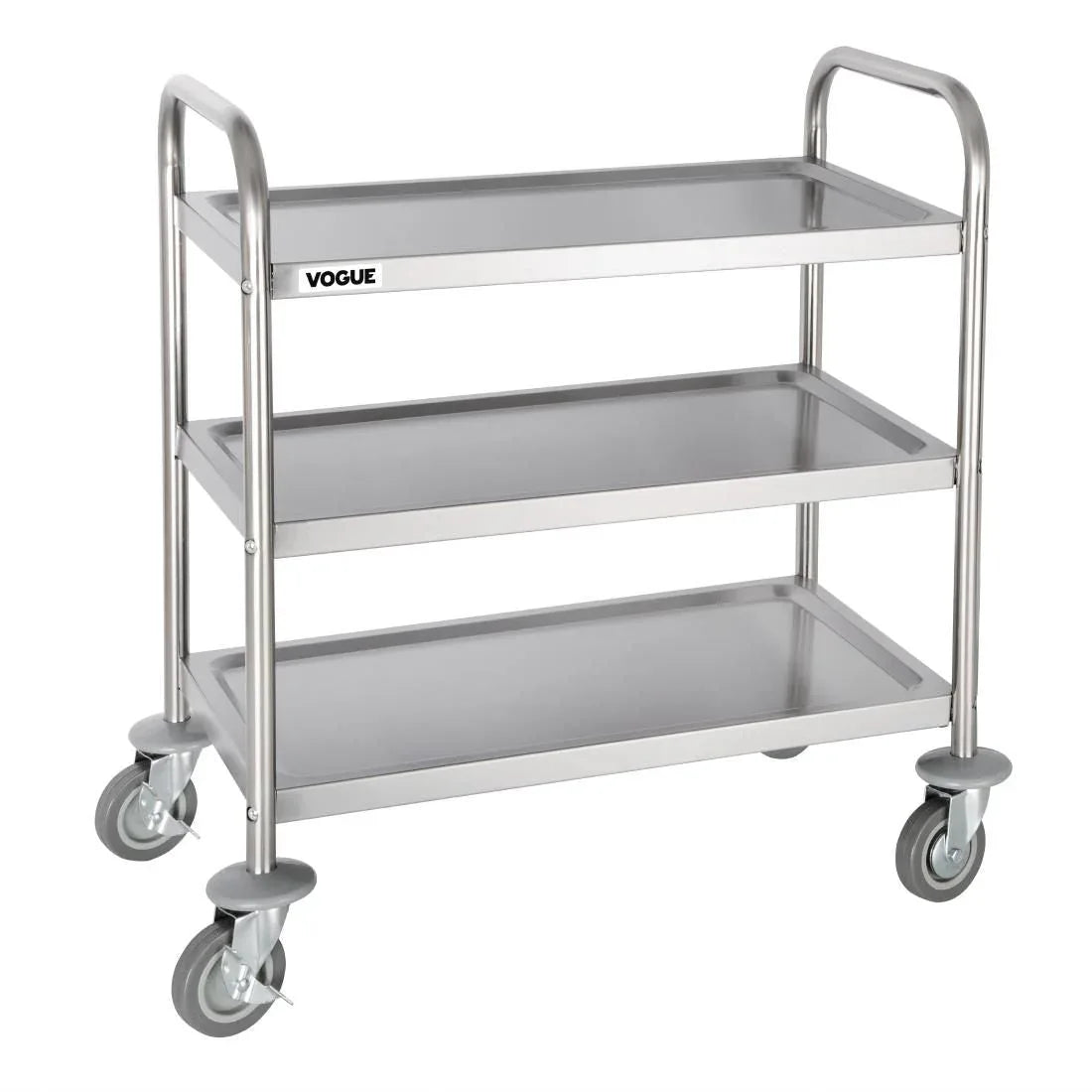 F993 Vogue Stainless Steel 3 Tier Clearing Trolley Small - JD Catering Equipment Solutions Ltd