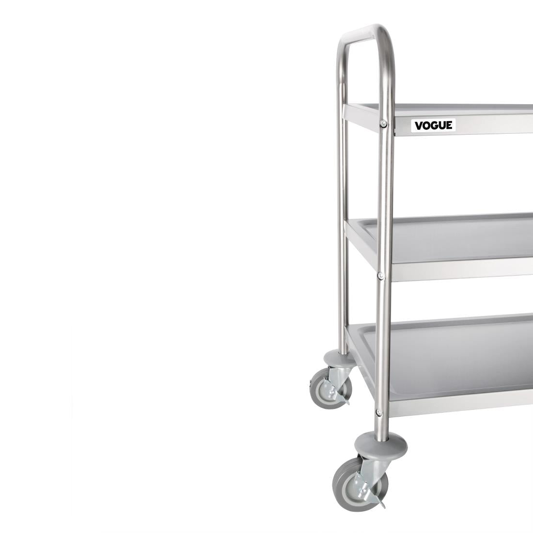F994 Vogue Stainless Steel 3 Tier Clearing Trolley Medium JD Catering Equipment Solutions Ltd