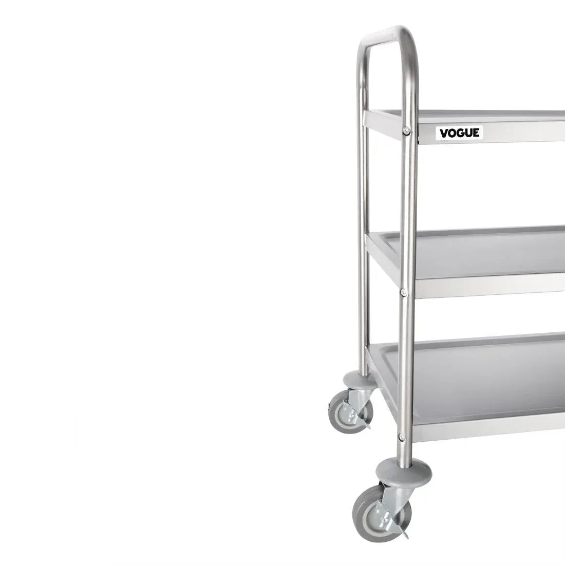 F994 Vogue Stainless Steel 3 Tier Clearing Trolley Medium - JD Catering Equipment Solutions Ltd