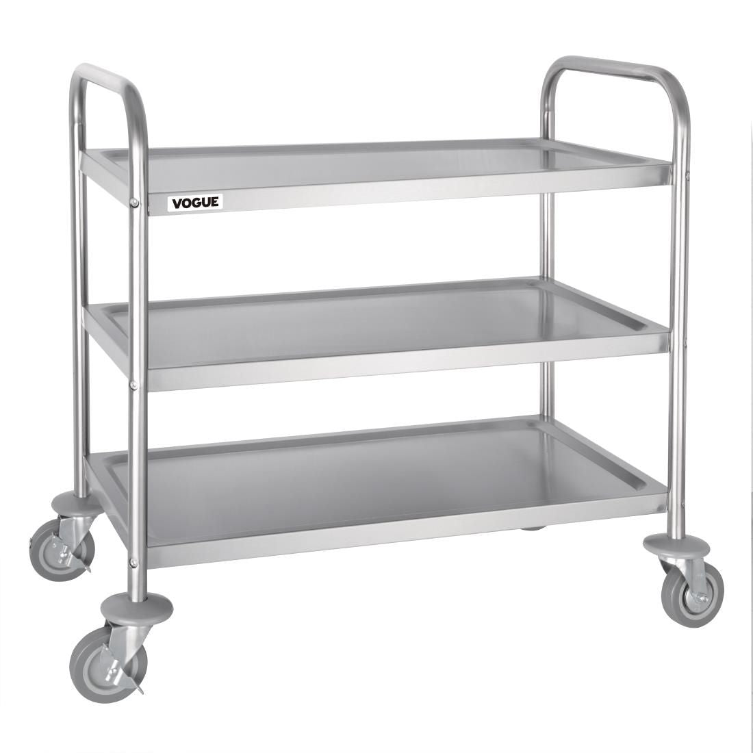 F994 Vogue Stainless Steel 3 Tier Clearing Trolley Medium JD Catering Equipment Solutions Ltd