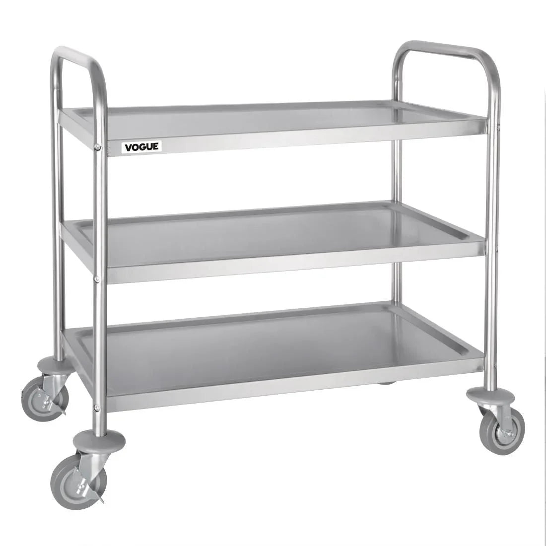F994 Vogue Stainless Steel 3 Tier Clearing Trolley Medium - JD Catering Equipment Solutions Ltd